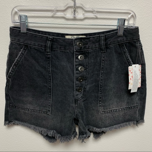 NEW Free People Carpenter Black Jeans Shorts 28 - Picture 3 of 7
